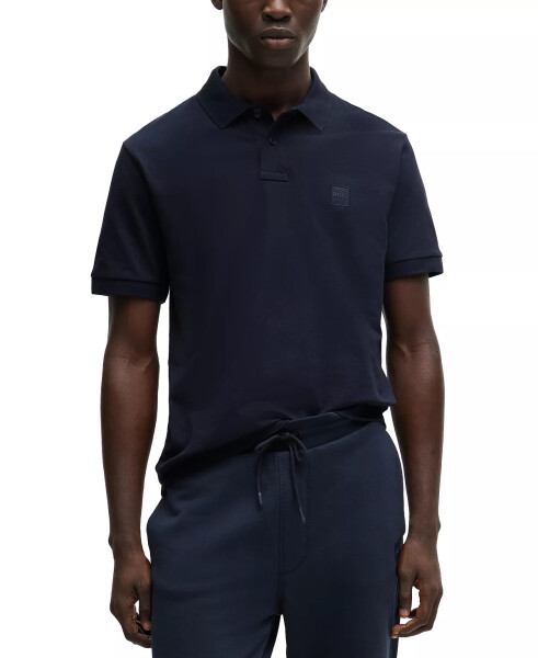 Erkaklar uchun Logo Yama Slim-Fit Polo Ko'ylagi To'q Movi - 1