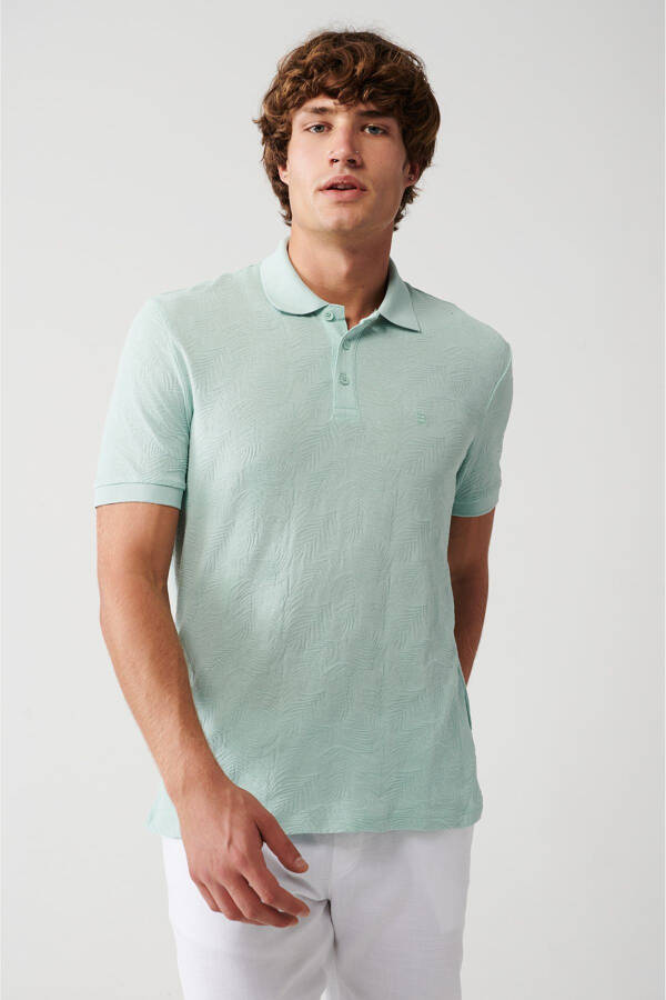 Erkaklar uchun Mint Yashil 100% Paxta 3 Tugmali Polo Yoqa Ribanalı Regular Fit T-shirt A31y1194 - 11