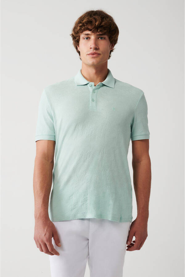 Erkaklar uchun Mint Yashil 100% Paxta 3 Tugmali Polo Yoqa Ribanalı Regular Fit T-shirt A31y1194 - 13