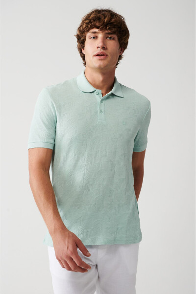 Erkaklar uchun Mint Yashil 100% Paxta 3 Tugmali Polo Yoqa Ribanalı Regular Fit T-shirt A31y1194 - 6