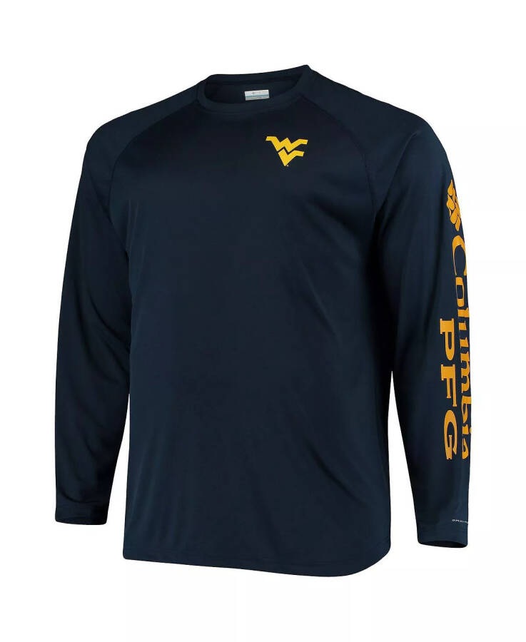 Erkaklar uchun Navy West Virginia Mountaineers Big and Tall Terminal Tackle Long Sleeve Omni-Shade T-shirt Navy - 2