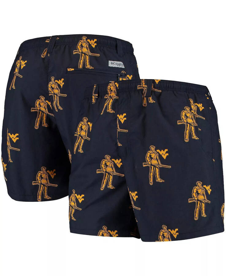 Erkaklar uchun Navy West Virginia Mountaineers PFG Backcast II Omni-Shade Hybrid Shorts Navy - 1