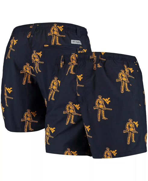 Erkaklar uchun Navy West Virginia Mountaineers PFG Backcast II Omni-Shade Hybrid Shorts Navy - 4