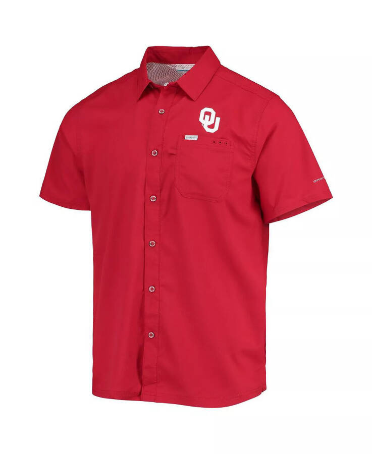 Erkaklar uchun PFG Crimson Oklahoma Sooners Slack Tide Camp tugmali ko'ylak Crimson - 3