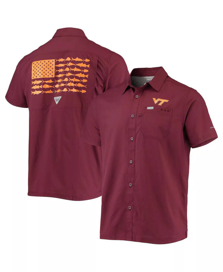 Erkaklar uchun PFG Maroon Virginia Tech Hokies Slack Tide Camp Tugmachali Ko'ylak Maroon - 2