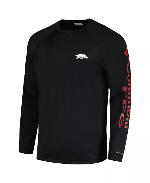 Erkaklar uchun qora Arkansas Razorbacks Terminal Tackle Omni-Shade Raglan uzun yengli futbolka qora - 3