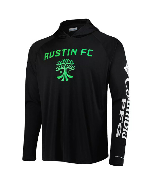 Erkaklar uchun qora Austin FC Terminal Tackle Omni-Shade Raglan ko'ylagi bilan kaputli ko'ylagi qora - 4