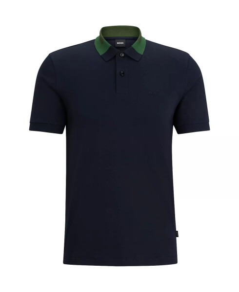 Erkaklar uchun Rangli Blok Yaka Slim Fit Polo Ko'ylagi To'q Moviy - 8