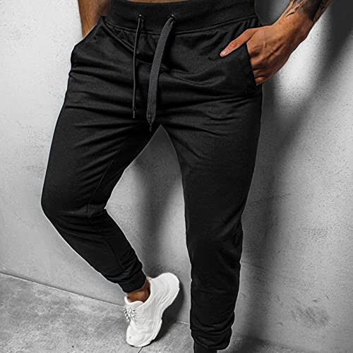 Erkaklar uchun Slim Fit Terleşiği, Erkaklar Jogger Shimini Yengil Paxta Qayishli Cho'ziluvchan Sport Terleşiği Cho'ntakli - 2