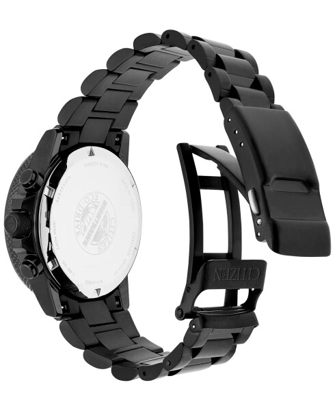 Erkaklar uchun xronograf Eco-Drive Nighthawk qora ion qoplamali zanglamaydigan po'lat bilaguzuk soati 43mm CA0295-58E Rangsiz - 4