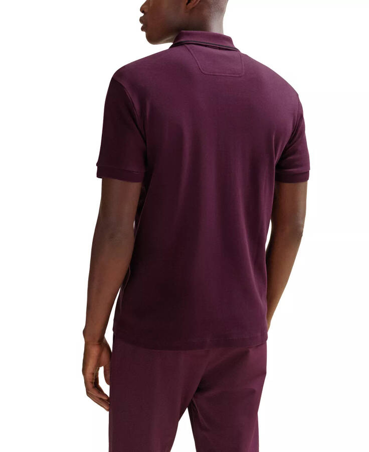 Erkaklar uchun Yaka Grafikasi Slim-Fit Polo Ko'ylak Merlot - 6