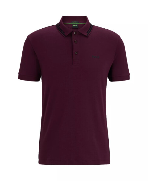 Erkaklar uchun Yaka Grafikasi Slim-Fit Polo Ko'ylak Merlot - 7