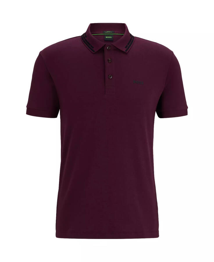 Erkaklar uchun Yaka Grafikasi Slim-Fit Polo Ko'ylak Merlot - 7