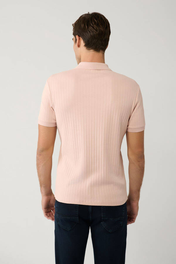 Erkek Açık Pembe 3 Düğmeli Polo Yaka T-shirt Jakarlı Regular Fit A41y1354 - 9