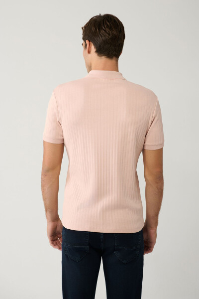 Erkek Açık Pembe 3 Düğmeli Polo Yaka T-shirt Jakarlı Regular Fit A41y1354 - 4