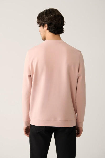 Erkek Açık Pembe Bisiklet Yaka Sweatshirt - 4