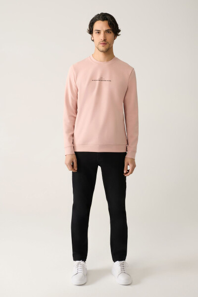 Erkek Açık Pembe Bisiklet Yaka Sweatshirt - 5