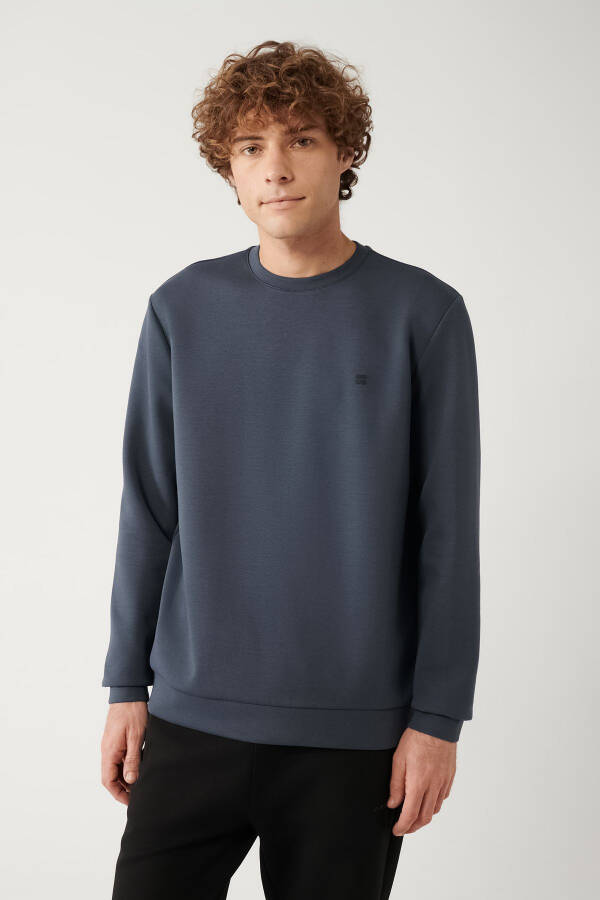 Erkek Antrasit Bisiklet Yaka Sweatshirt - 3