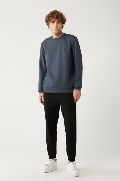 Erkek Antrasit Bisiklet Yaka Sweatshirt - 4