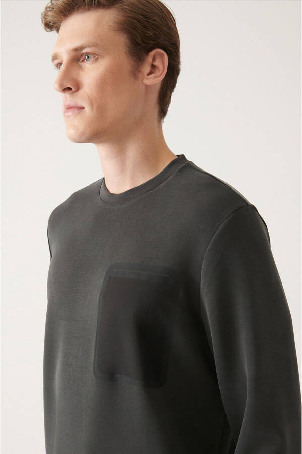 Erkek Antrasit Soft Touch Bisiklet Yaka Sweatshirt - 7