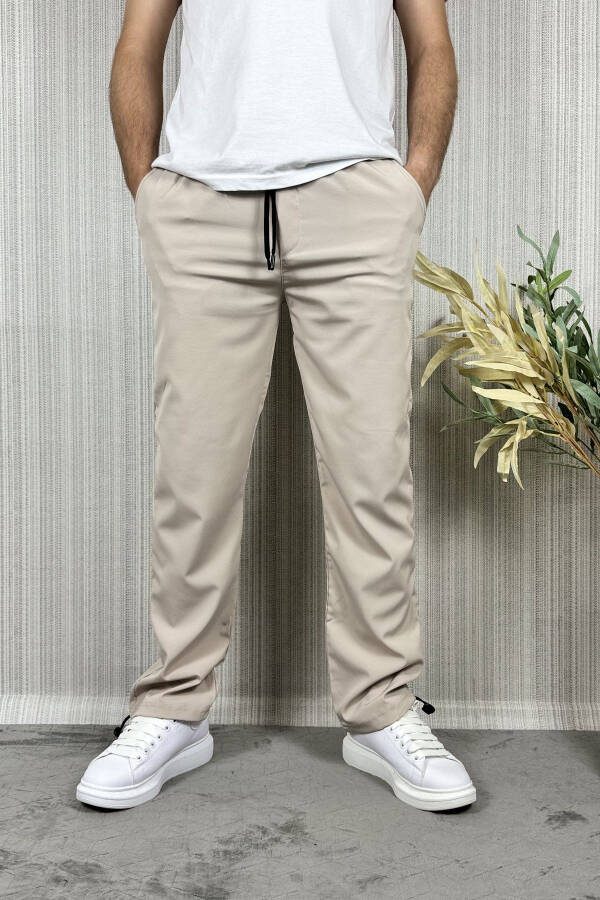 Erkek Baggy Ayarlanabilir Paça Krem Rengi Jogger Pantolon - 10