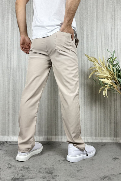 Erkek Baggy Ayarlanabilir Paça Krem Rengi Jogger Pantolon - 11