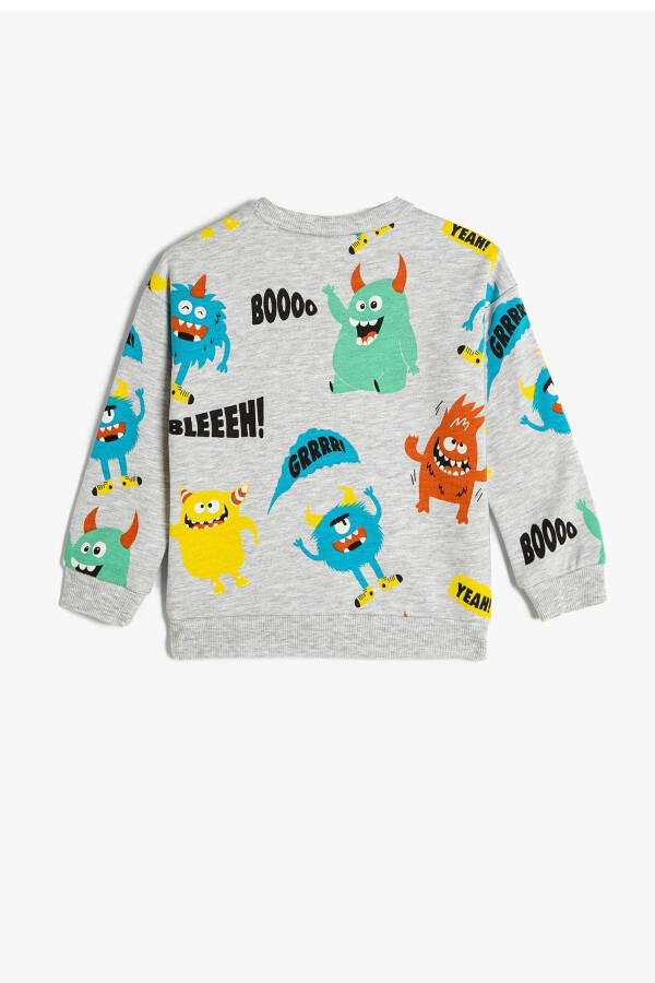 Erkek Bebek Canavar Baskılı Şardonlu Bisiklet Yaka Sweatshirt 4WMB10223TK - 3