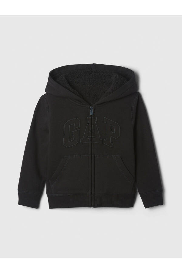 Erkek Bebek Siyah Gap Logo Fermuarlı Fleece Sherpa Sweatshirt - 1