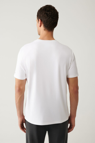 Erkek Beyaz Bisiklet Yaka Baskılı Soft Touch Regular Fit T-shirt A41y1030 - 4