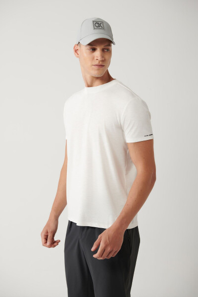 Erkek Beyaz Bisiklet Yaka Baskılı Soft Touch Regular Fit T-shirt A41y1032 - 7