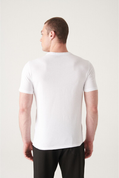 Erkek Beyaz T-shirt %100 Pamuk V Yaka Regular Fit E001001 - 20