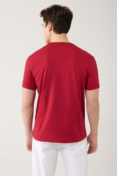 Erkek Bordo T-shirt %100 Pamuk Nefes Alan Bisiklet Yaka Regular Fit E001000 - 10