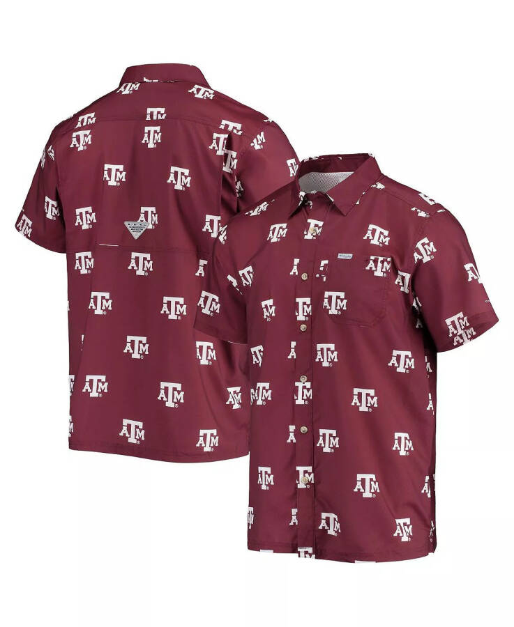 Erkek Bordo Texas A&M Aggies Super Slack Tide Omni-Shade Düğmeli Gömlek Bordo - 1