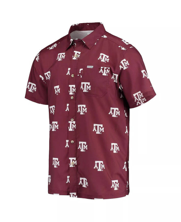 Erkek Bordo Texas A&M Aggies Super Slack Tide Omni-Shade Düğmeli Gömlek Bordo - 3