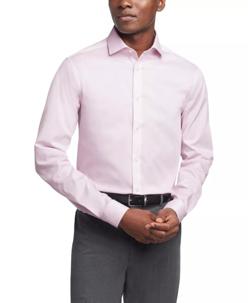 Erkek Çelik Artı Slim Fit Modern Pim Kordonlu Elbise Gömleği Pembe Lavanta - 1