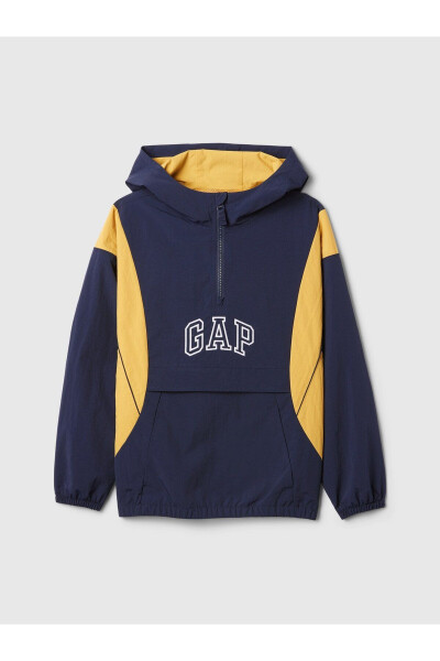 Erkek Çocuk Lacivert Gap Logo Geri Dönüştürülmüş Fermuarlı Anorak Ceket - 2