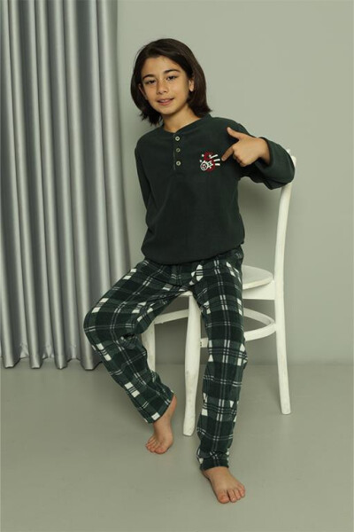 Erkek Çocuk WelSoft Polar Yeşil Pijama Takımı 20550 - 1