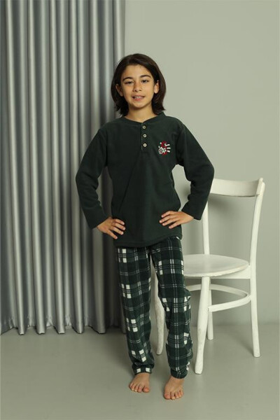 Erkek Çocuk WelSoft Polar Yeşil Pijama Takımı 20550 - 3