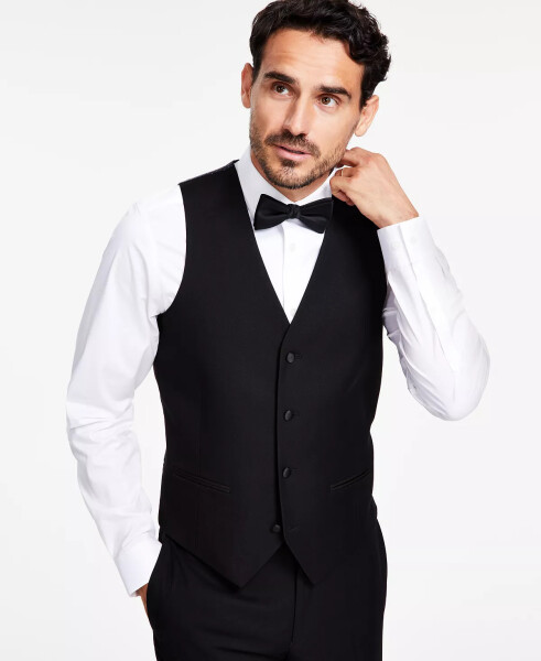 Erkek Dar Kalıp Esnek Tuxedo Yeleği, modazone için Tasarlandı Siyah - 1