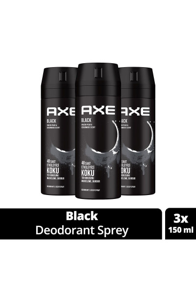 Erkek Deodorant & Bodyspray Black 48 Saat Etkileyici Koku Vücut Spreyi 150 ml X3 Adet - 17