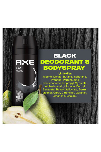 Erkek Deodorant & Bodyspray Black 48 Saat Etkileyici Koku Vücut Spreyi 150 ml X3 Adet - 24