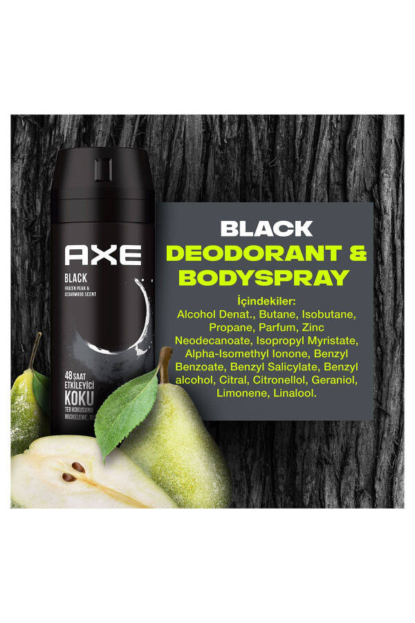 Erkek Deodorant & Bodyspray Black 48 Saat Etkileyici Koku Vücut Spreyi 150 ml X3 Adet - 16