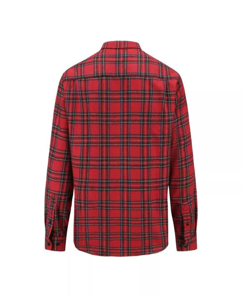 Erkek Düğmeli Klasik Fit Flanel Gömlek Kırmızı Tartan - 2