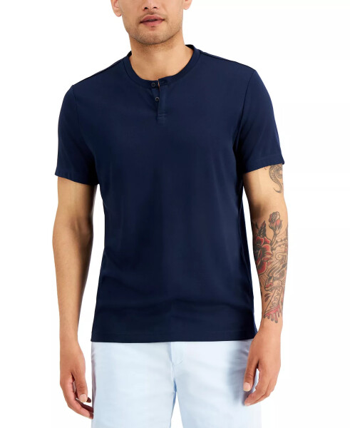 Erkek Düz Henley, Modazone Neo Navy için Oluşturuldu - 1