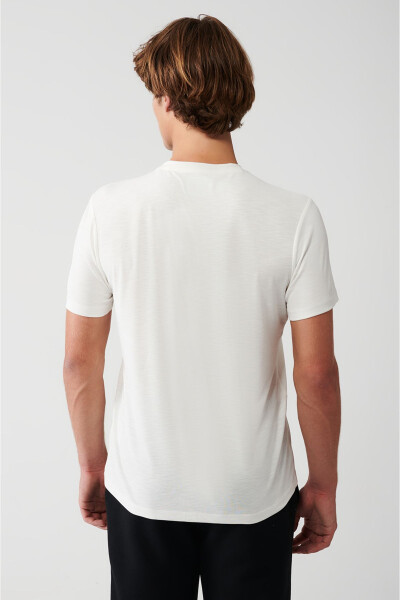 Erkek Ekru Soft Touch Bisiklet Yaka Enjeksiyon Baskılı Regular Fit T-shirt A31y1196 - 9