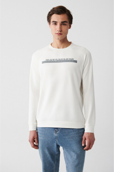 Erkek Ekru Soft Touch Sweatshirt - 1