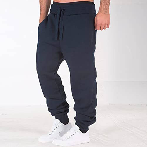 Erkek Geniş Paça Bol Cepli Düz Renk Jogger Pantolon - 3