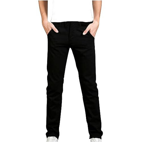 Erkek Geniş Paça Rahat Pantolon Stretch Tuval Pamuk Slim Fit Jogger Pantolon Esnek Düz Fit Pantolon Loungewear Pantolon Cepli - 1