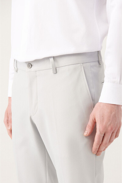 Erkek Gri Bi-stretch Yandan Cepli Slim Fit Dar Kesim Chino Pantolon A31y3204 - 4