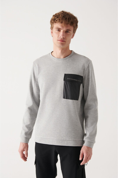 Erkek Gri Bisiklet Yaka Sweatshirt - 6